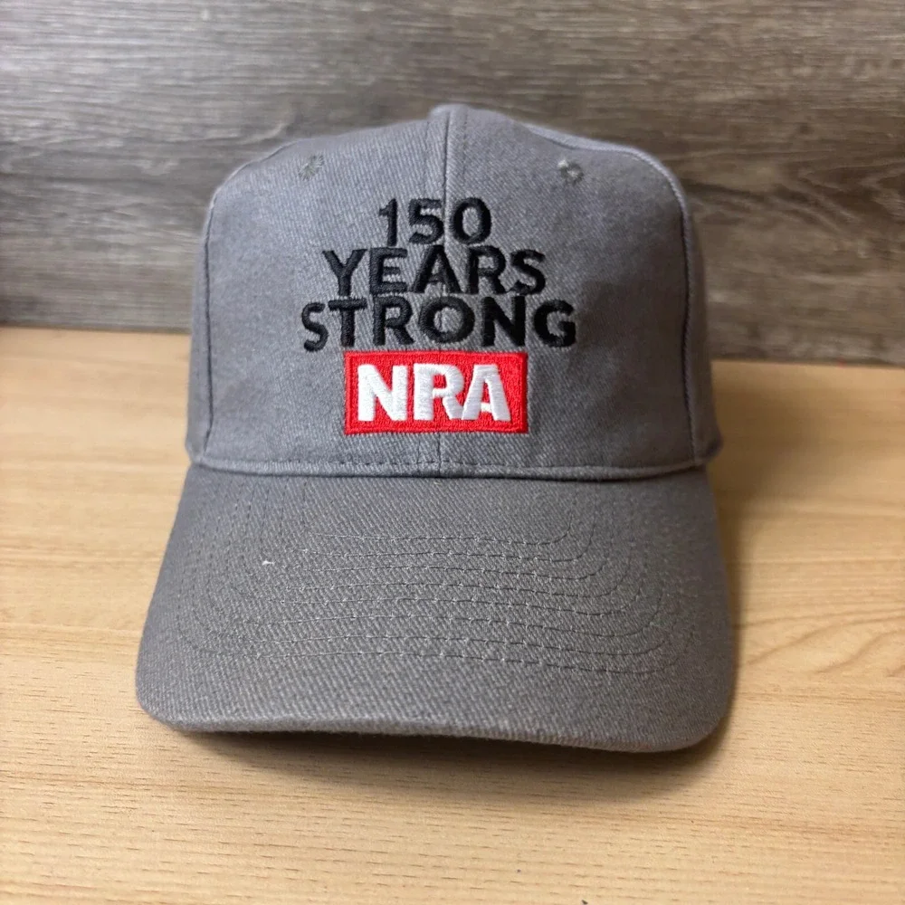 NRA Hat Cap Strap Gray 150 Years Strong Adjustable